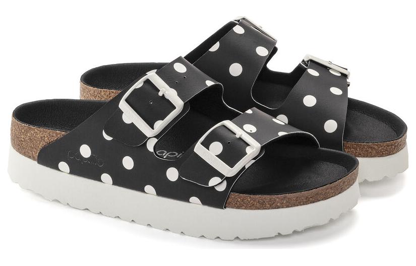 (WMNS) Birkenstock Arizona Platform Birko-Flor Narrow Fit 'Black White Dots' 1024598
