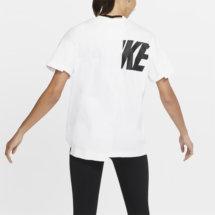 (WMNS) Nike x sacai Splicing Logo Short Sleeve T-Shirt 'White' CD6311-100