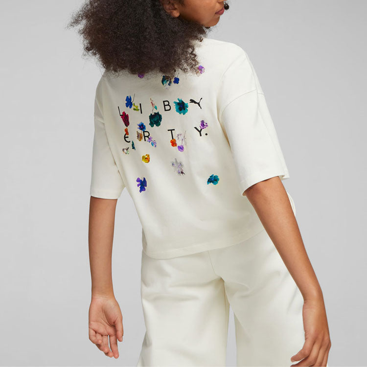 (WMNS) PUMA x LIBERTY Graphic T-shirt 'Warm White' 622207-65