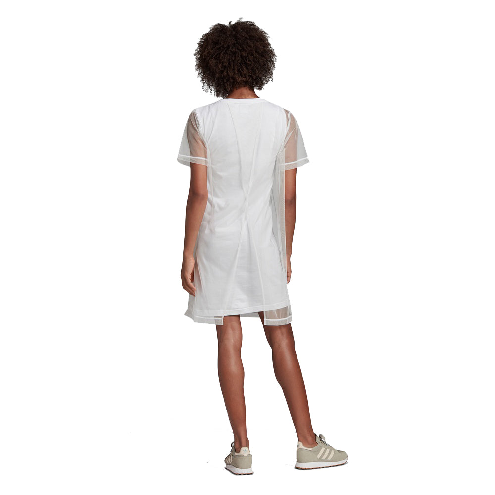 (WMNS) adidas originals Round Neck Pullover Short Sleeve Dress White FL0034