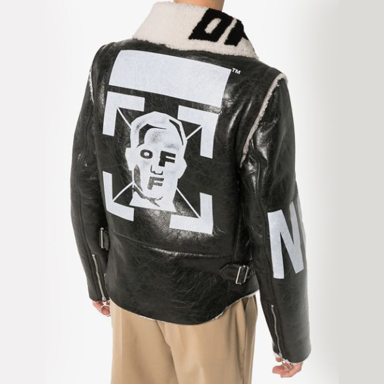 Men's Off-White Arrow Faux Fur Black Jacket OMJA043E20LEA0011001
