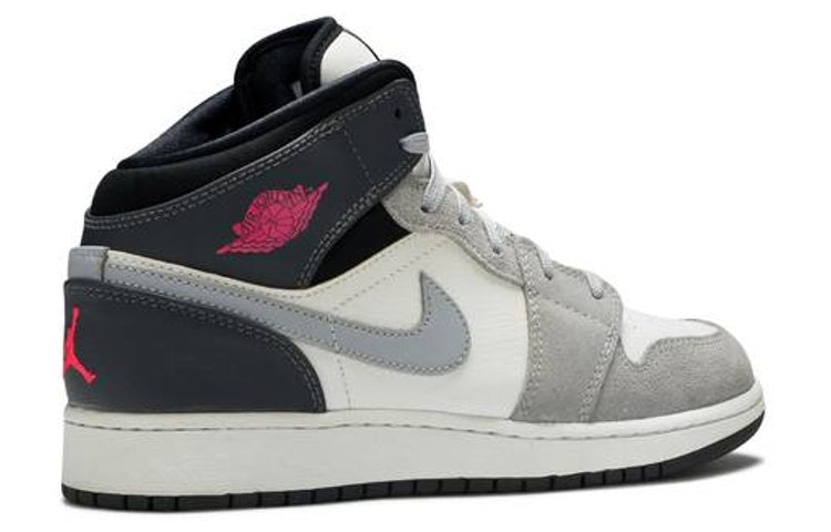 (GS) Air Jordan 1 Mid 'White Grey Hyper Pink' 555112-117