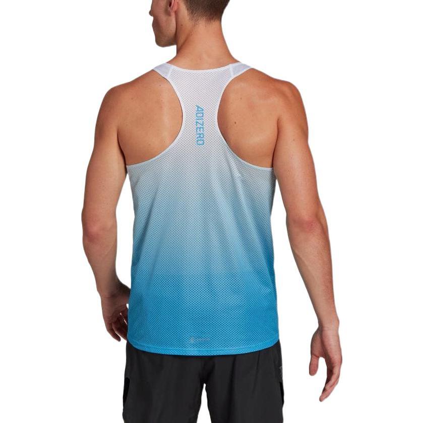 Men's adidas Stripe Logo Gradient Round Neck Pullover Sports Vest Blue HG6450