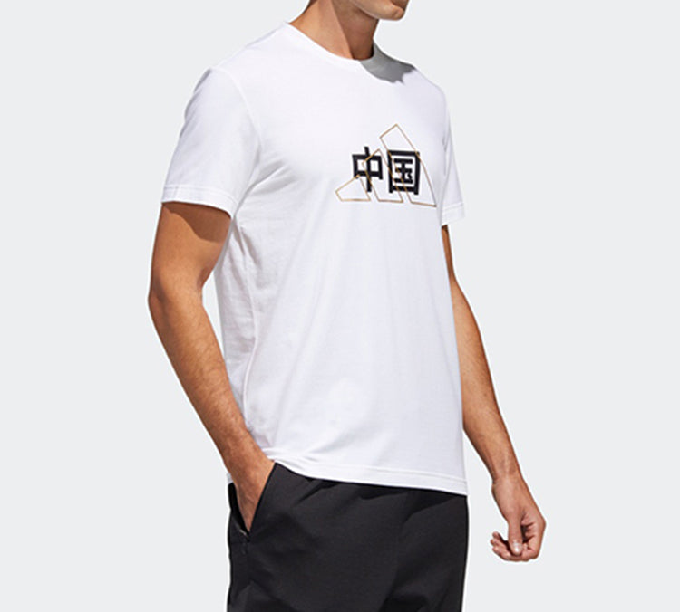 Men's adidas China Printing Short Sleeve White T-Shirt GL5634