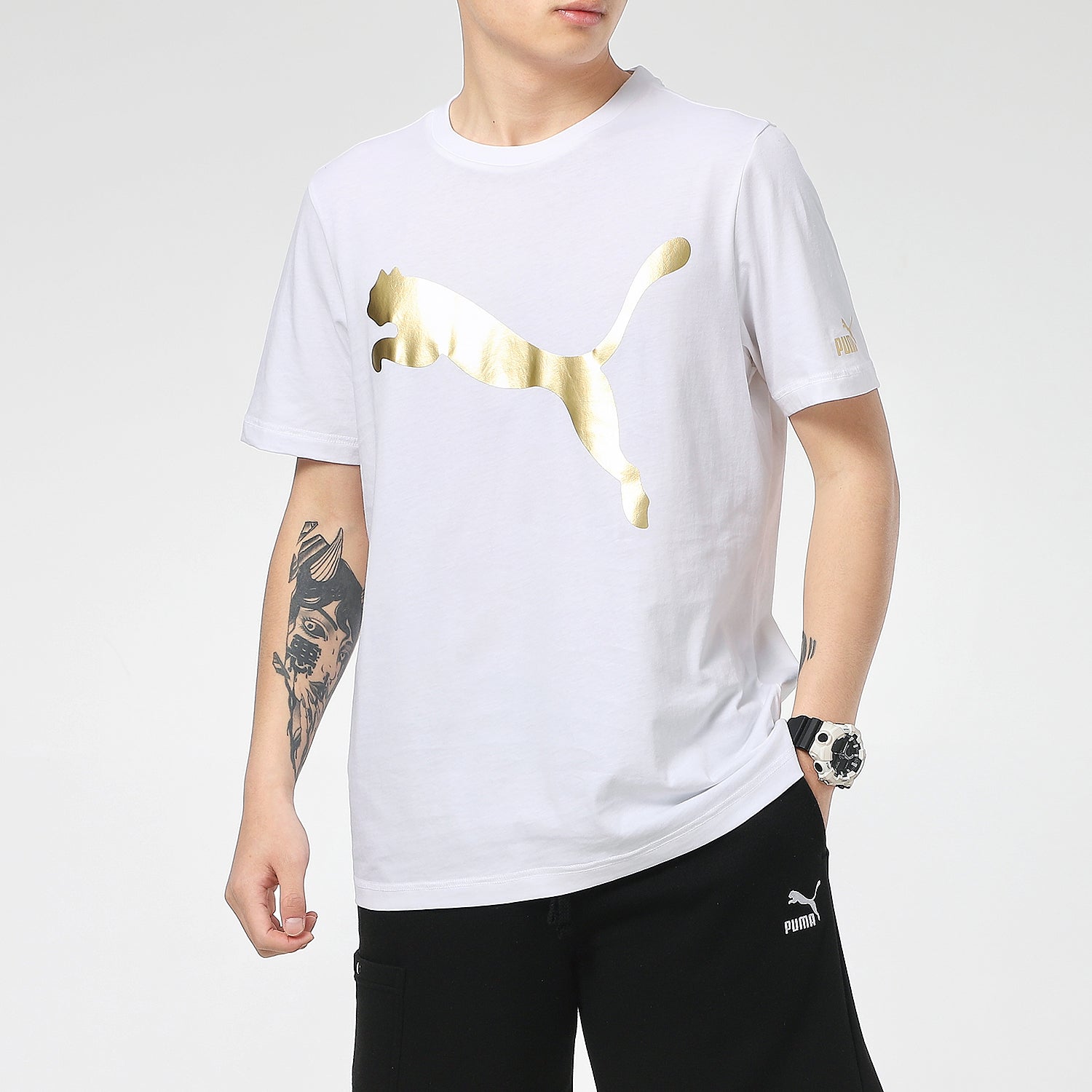 PUMA Logo Foil Tee 'White' 533191-02