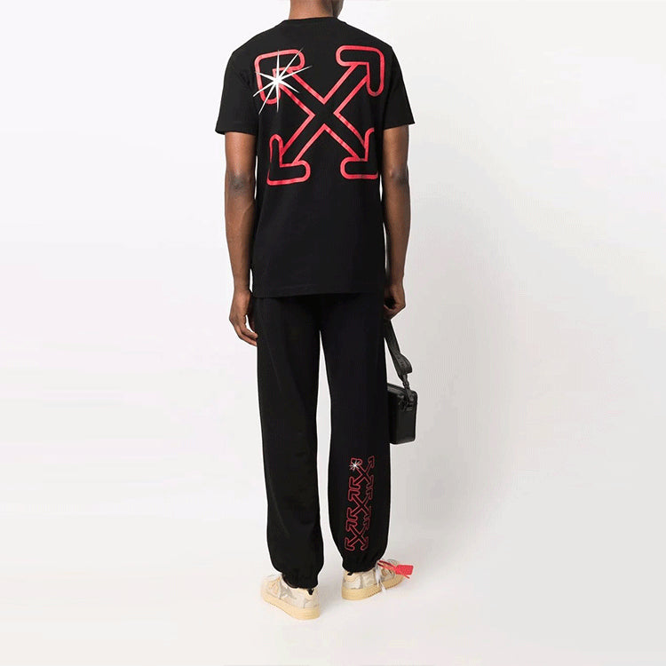 Men's Off-White Hands Off Red Arrow Sports Pants/Trousers/Joggers Loose Fit Black OMCH029F21FLE0021025