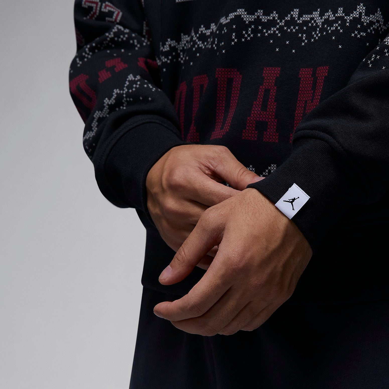 Air jordan essential holiday fleece crew 'Gym Red Black' FD7464-010