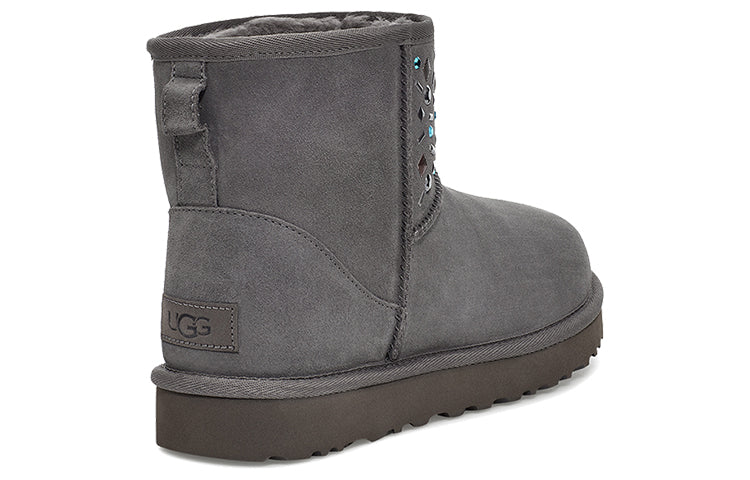 (WMNS) UGG Classic Mini Stud II Rivets Snow Boots Grey 1119101-CHRC
