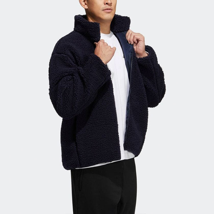 Men's adidas Casual Sports Zipper Solid Color Jacket Japanese Version Navy Blue H40889