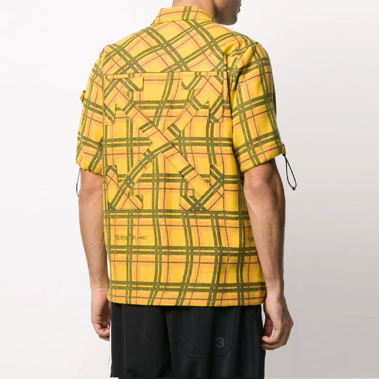 Off-White Plaid Pocket Short Sleeve Shirt Version Yellow OMGA113S20H930206000