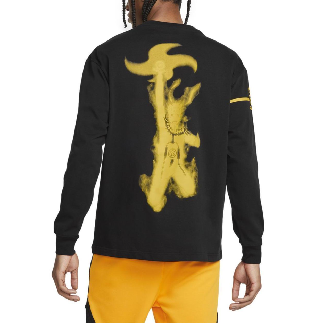 Air Jordan x Zion Naruto Crossover Back Pattern Printing Round Neck Casual Long Sleeves US Edition Black DO6597-010