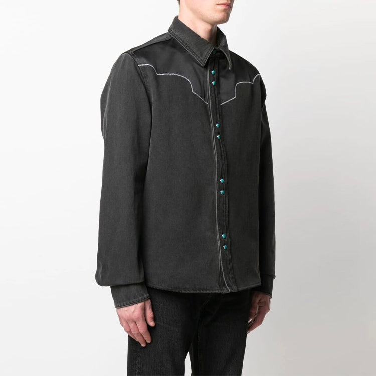 Off-White Arrow Pattern lapel Shirt Jacket Ordinary Version Gray Black OMYD025R21DEN0041010