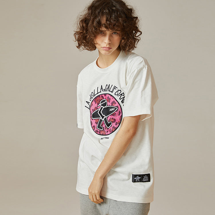 PJs Vigor Leopard print Embroidered Short Sleeve Unisex White 20SSTS1014-P
