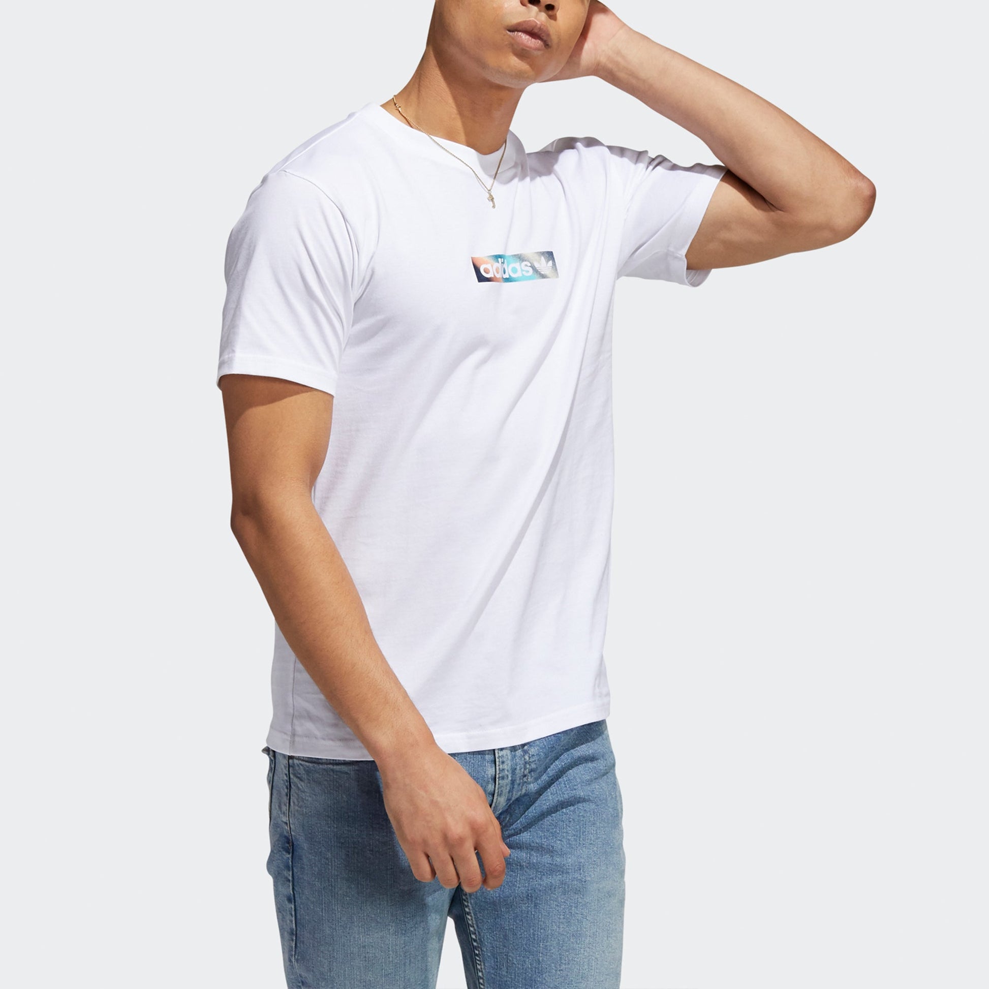 adidas originals Summer Box Line Back Printing Sports Short Sleeve White H31311
