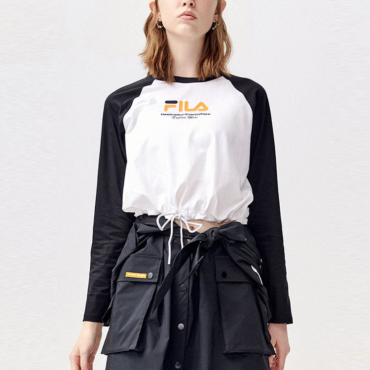 (WMNS) FILA FUSION Casual Sports Contrasting Colors Round Neck Long Sleeves Colorblock T11W123201F-BK