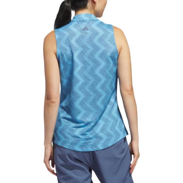 (WMNS) adidas Ultimate365 Ottoman Printed Sleeveless Polo Shirt Asia Sizing 'Blue' IP4231