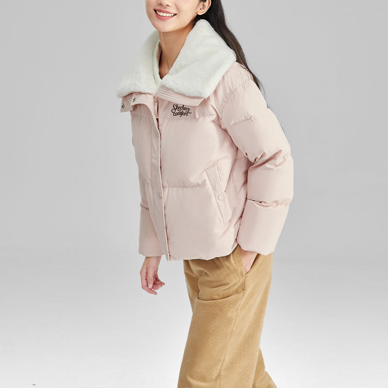 (WMNS) Skechers FASHION Letter Printed Down Jacket 'Pink White' L423W124-01NK