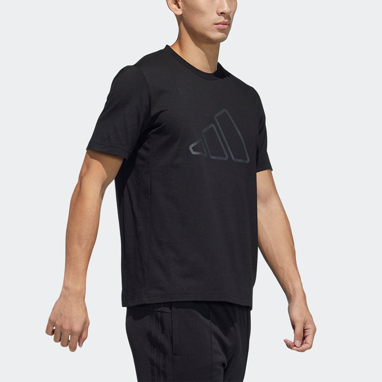 adidas Th Tee Techgfx Logo Printing Sports Training Short Sleeve Black GP0983