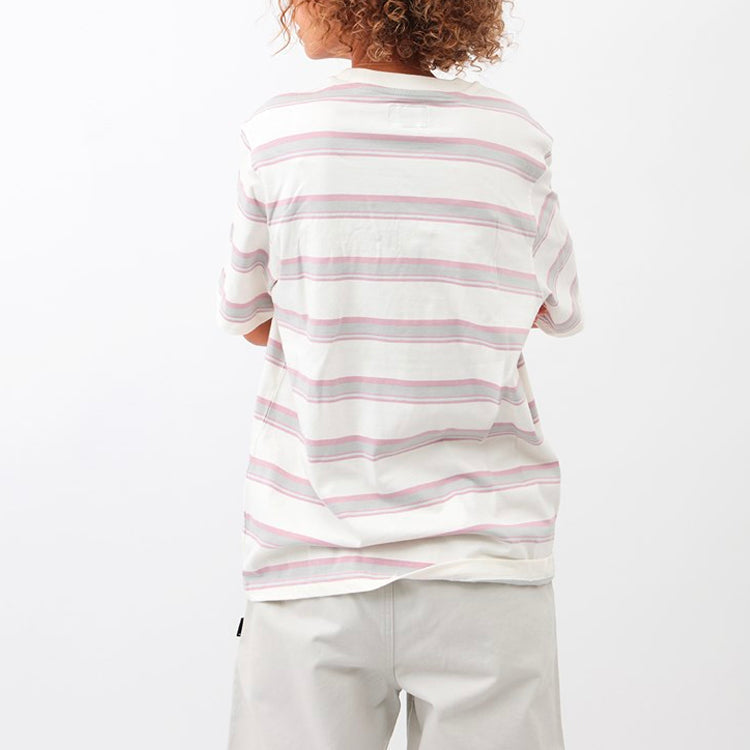 Men's Stussy Harbour Stripe Tee Round Neck Short Sleeve White 1140200
