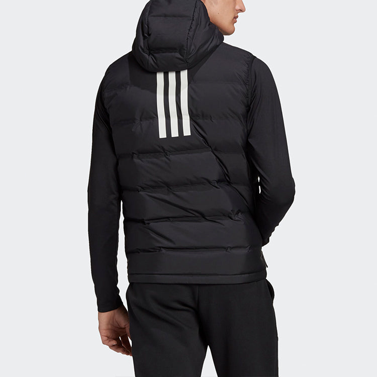 adidas Logo Casual Sports hooded Down Vest Black GK0675