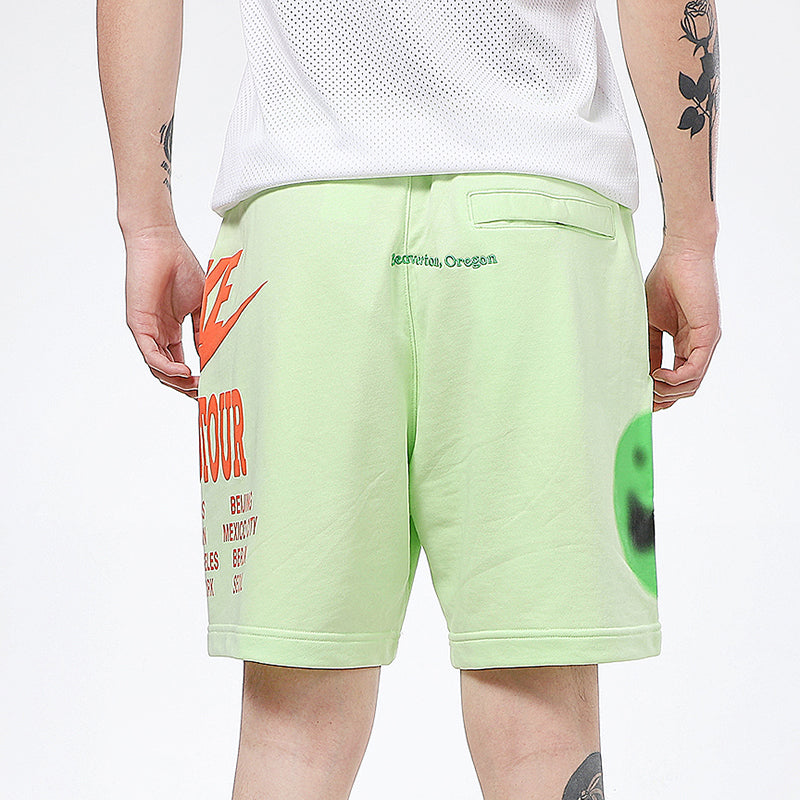 Nike Nsw Ft Short Wtour Large Logo Printing Knit Sports Shorts Green DA0646-383