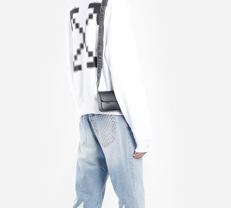 Men's Off-White Printed Logo Arrow Hooded Long Sleeves White OMBB037F19E300070110