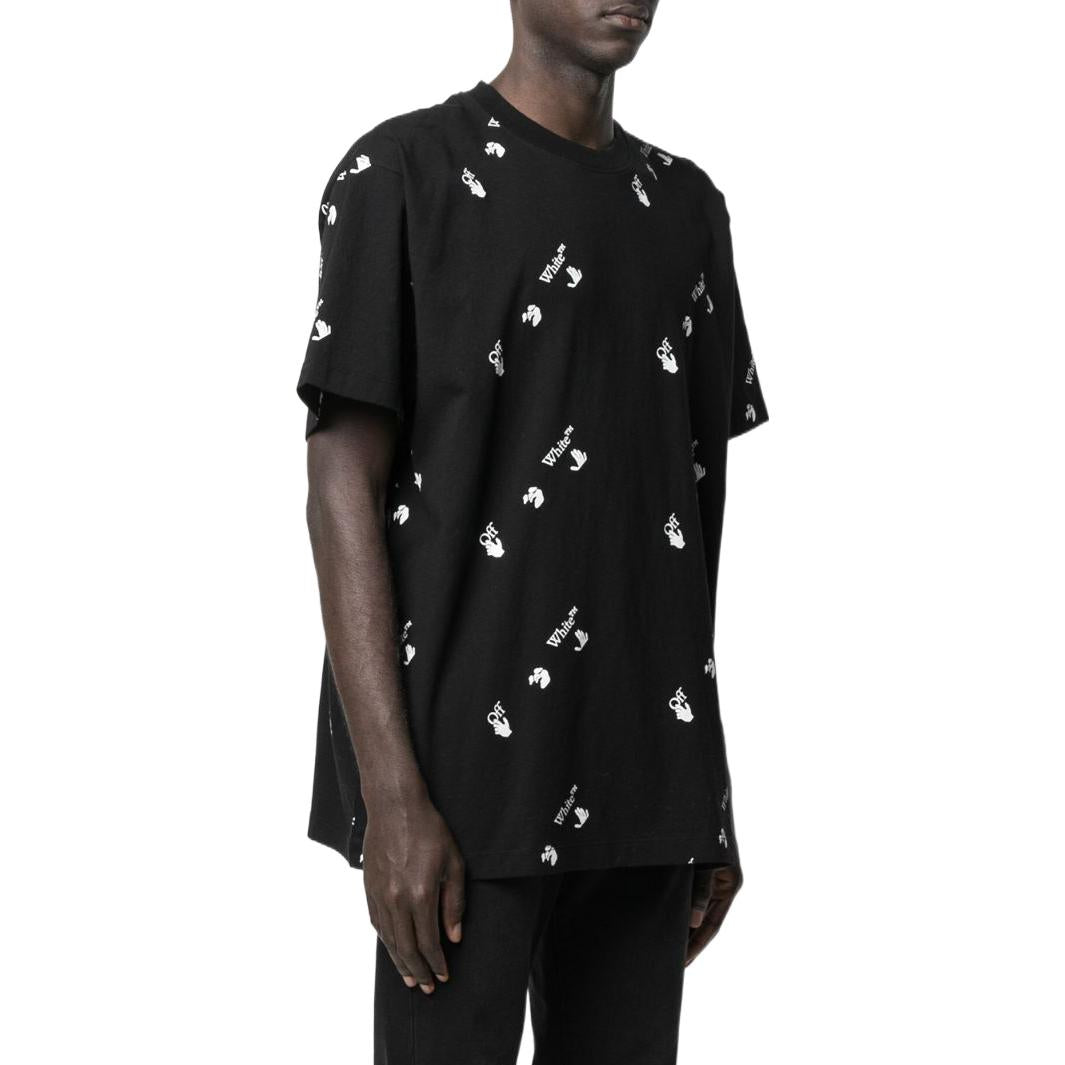 Men's Off-White SS22 Solid Color Round Neck Logo Printing Short Sleeve Black T-Shirt OMAA038R21JER01010011001
