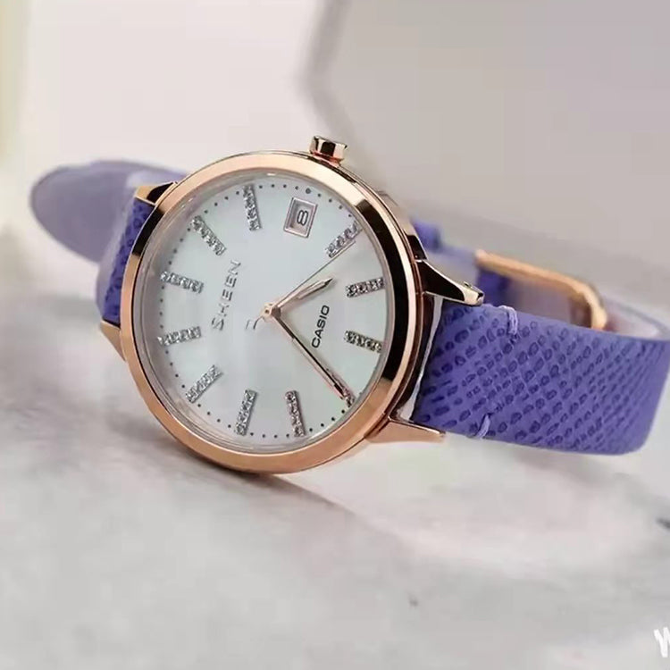 CASIO Waterproof SHEEN Sapphire Crystal Purple Analog SHE-4527PGL-7AUPR