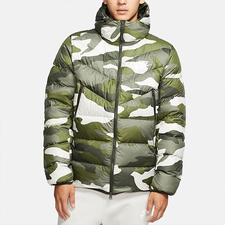 Nike Sportswear Down Windrunner Printing hooded down Jacket Camouflage Green BV4764-222