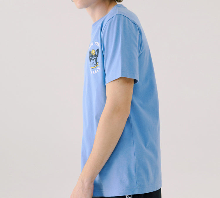 MLB Cartoon Series New York Yankees Basic Embroidered Round Neck Short Sleeve Unisex Sky Blue 31TSC2031-50S