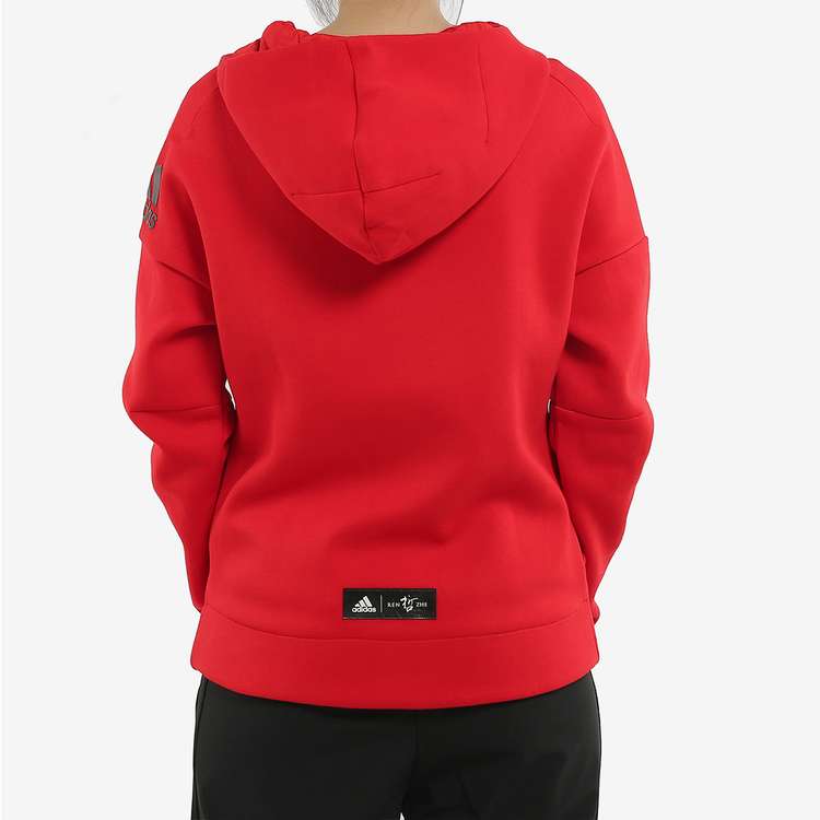 adidas Casual Sports Zipper Hooded Jacket Red EA2102