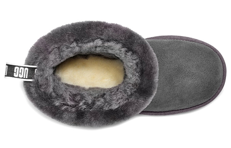 UGG Fluff Mini Quilted Fleece Lined Big Boys Gray 1103612K-CHRC