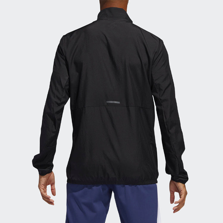 adidas Logo Print Casual Running Stand Collar Jacket Male Black FL6971