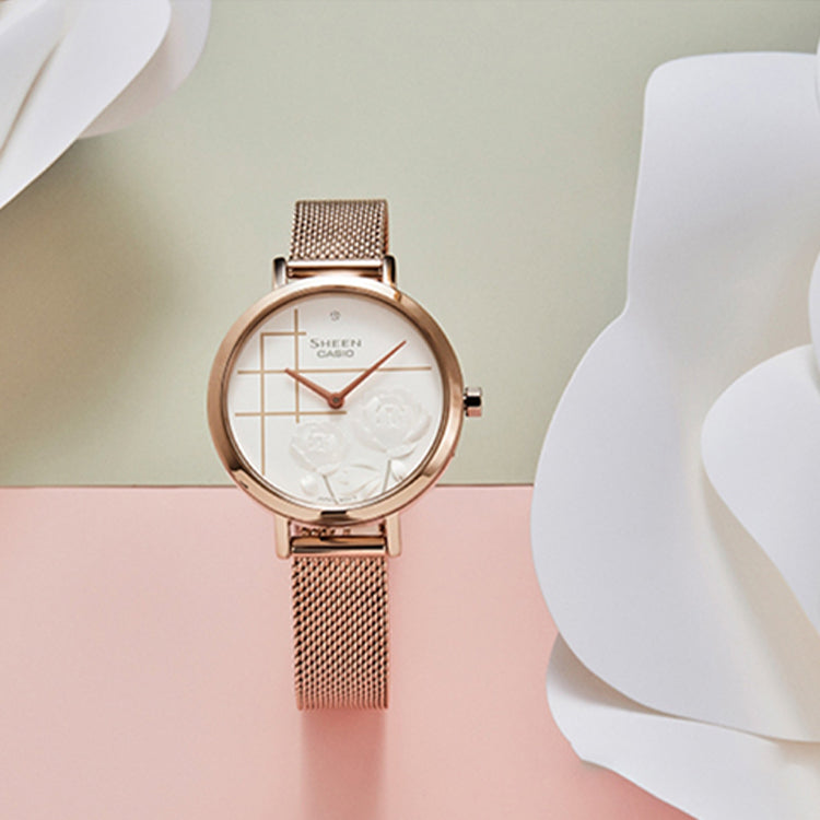 Casio Sheen Peony Analog Watch 'Gold White' SHE-C140CGM-7AUPFH-PERSON