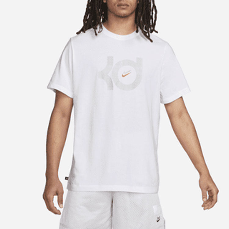 Nike Dri-FIT KD Logo Geometry Pattern Printing Solid Color Short Sleeve White DQ1876-100