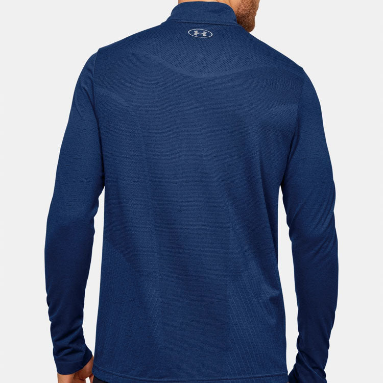 Under Armour Seamless 1/2 Zipper Sports Long Sleeves T-shirt USA Blue 1351452-449