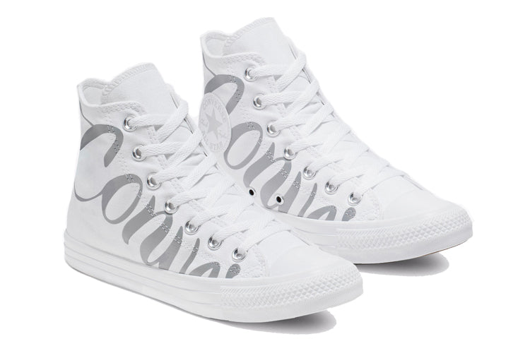 (WMNS) Converse Chuck Taylor All Star High 'Metallic Script Logo - White' 566176F