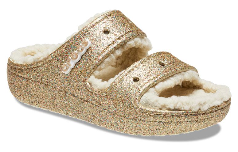 (WMNS) Crocs Classic Cozzzy Glitter Sandals 'Multi Gold' 208124-93S