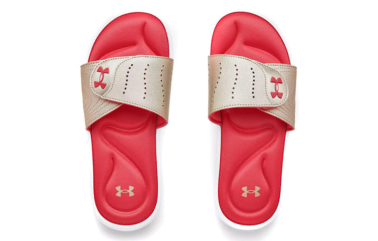 (WMNS) Under Armour Ignite 9 Slide 'White Metallic Faded Gold' 3022717-108
