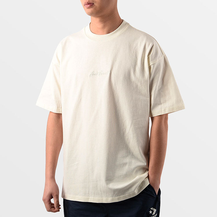Converse Jack Purcell Washed Retro Loose Knit Short Sleeve Couple Style Creamy White 10022515-A01