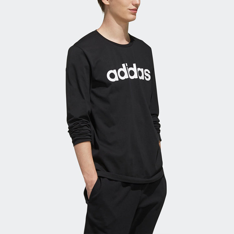 adidas neo M CE LNR LS logo Printing Round Neck Long Sleeves Black EI4723