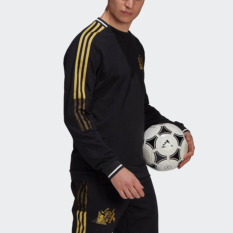 adidas Juve Cny Cr Swt Football Sports Embroidery Crew Neck Men's Black GK8599