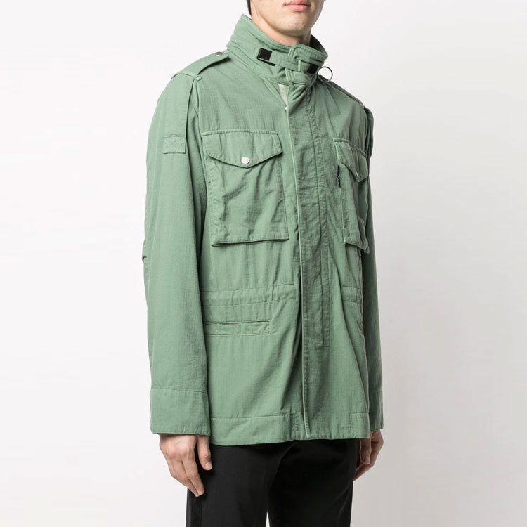 Off-White SS21 Arrows Logo Solid Color Multiple Pockets Jacket Green OMEL015R21FAB0015932
