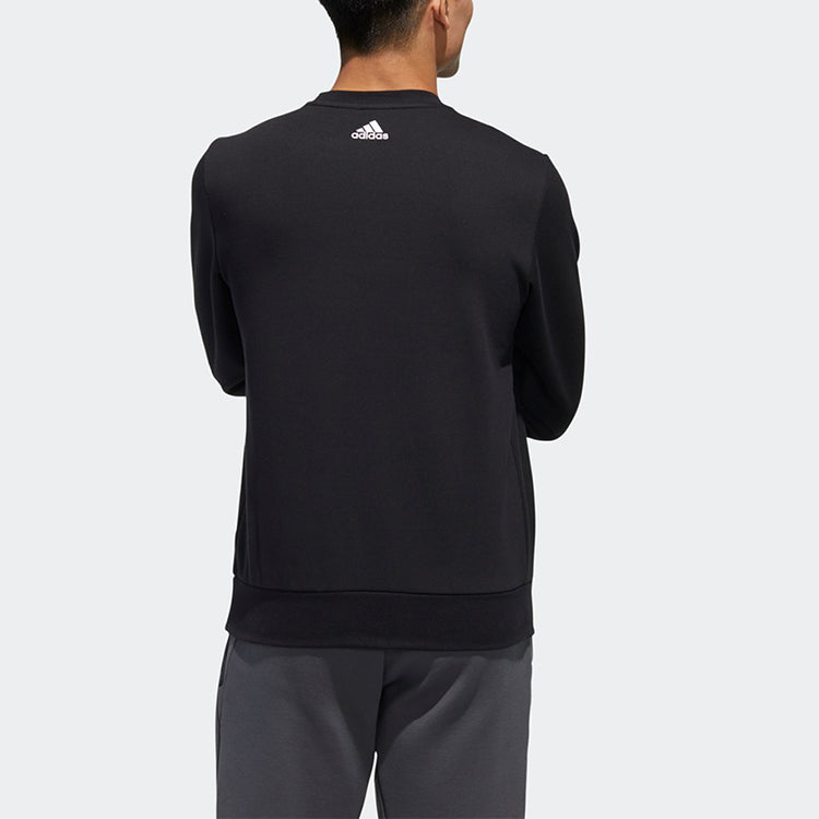 adidas Printing Round Neck Pullover Athleisure Casual Sports Knit Black GH4414