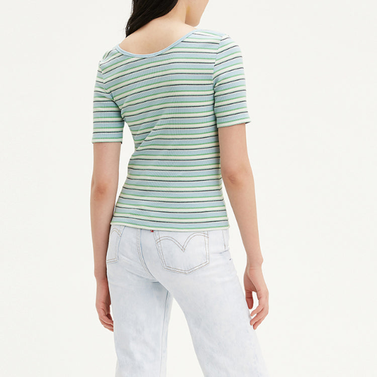 Levis Stripe Round Neck Short Sleeve Blue 85395-0003
