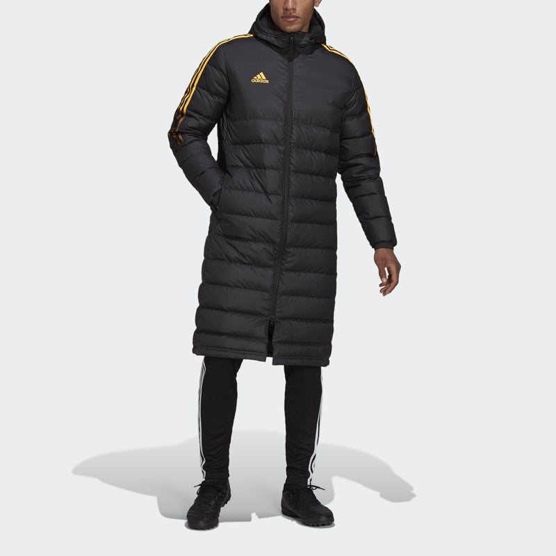 Men's adidas Small Logo Mid-Length Hooded Down Jacket Black H38731