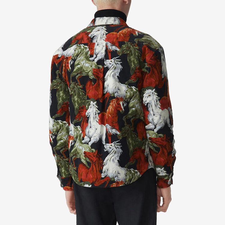 Men's KENZO FW20 Pattern Shirt Jacket Black Green FA65CH5059PF-17