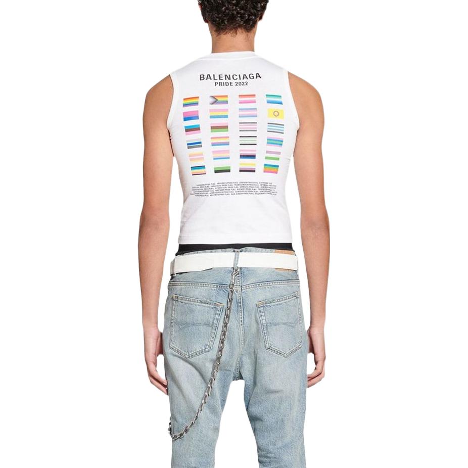 Balenciaga Pride 22 Tank Top 'White Black' 698102TMVO40904