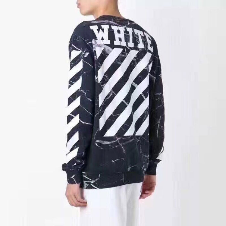 Men's Off-White Marble Pullover Black OMBA003S160940139988