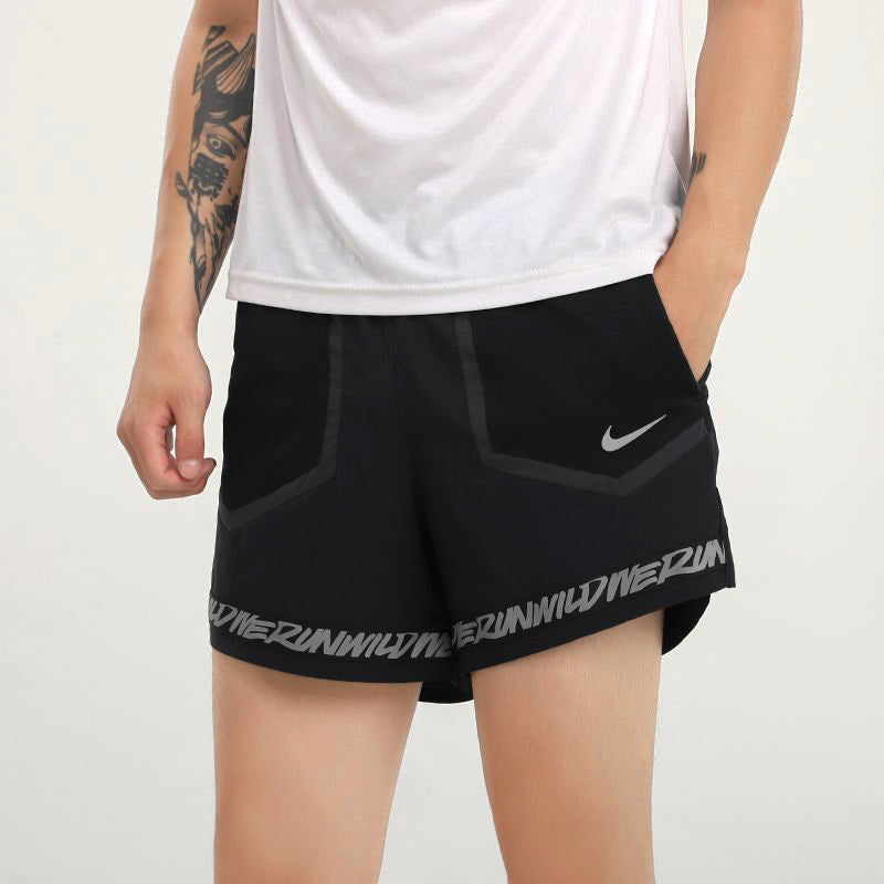 Nike Alphabet Printing Running Sports Shorts Black CU5714-010